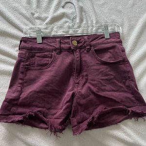 American Eagle Super Stretch High Rise shortie shorts size 4 burgundy. Used